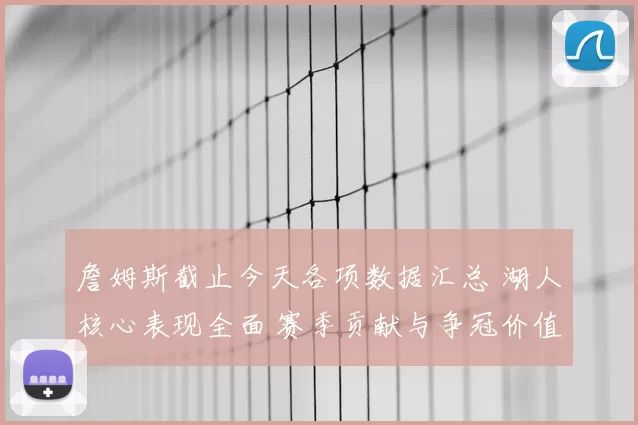 詹姆斯截止今天各项数据汇总 湖人核心表现全面 赛季贡献与争冠价值受关注